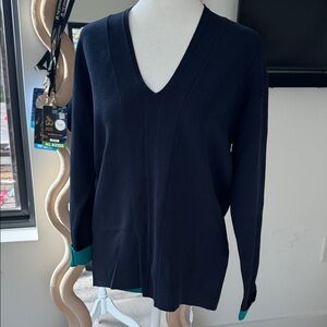NWT Ted Baker Easy Fit Navy/Aqua Sweater